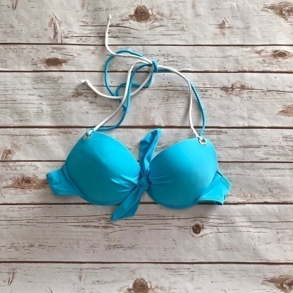 California Waves Sky Blue Push-Up Bikini Top - Picture 1 of 3